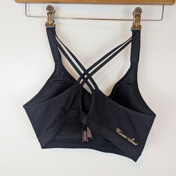 Victoria's Secret Padded Strappy Pushup Sports Bra in Black, Sz 36D - Picture 7 of 7